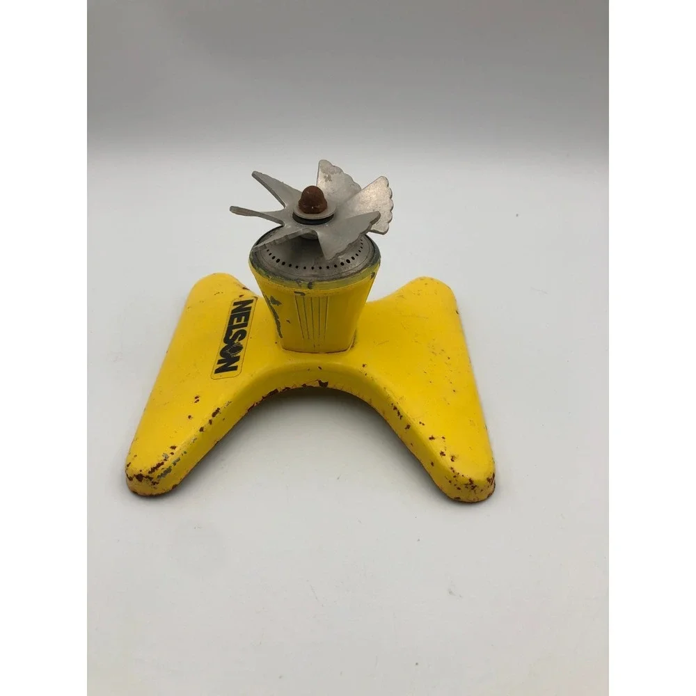 ZL Nelson Yellow All Metal Whirling Vane Sprinkler Vintage Original